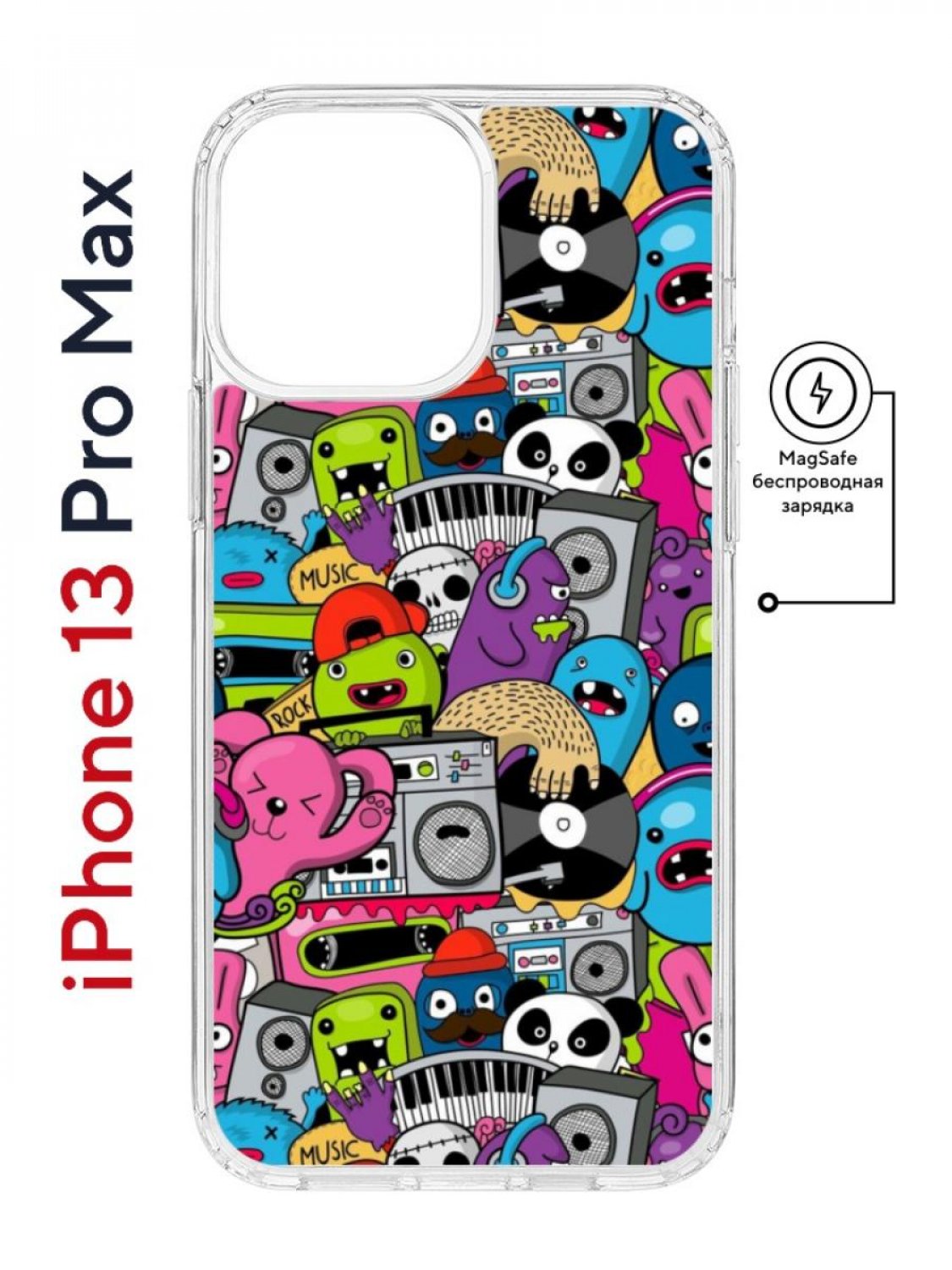 Чехол-накладка iPhone 13 Pro Max Kruche Magnet Print Monsters music - Чехлы  - накладки - ЧЕХЛЫ - КупиЧехол.ру