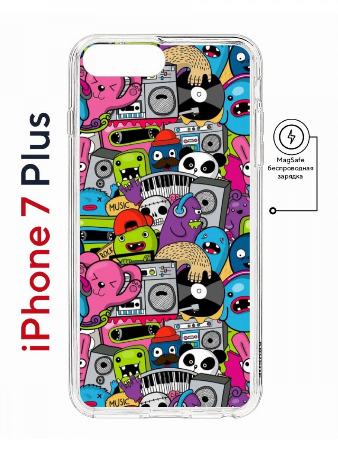 Чехол-накладка iPhone 7 Plus/8 Plus Kruche Magnet Print Monsters music -  Чехлы - накладки - ЧЕХЛЫ - КупиЧехол.ру