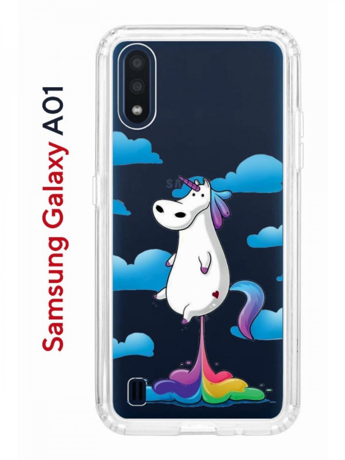 Чехол-накладка Samsung Galaxy A01/A015 Kruche Print Flying Unicorn - Чехлы  - накладки - ЧЕХЛЫ - КупиЧехол.ру