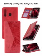 Чехол книжка Samsung Galaxy A20 2019/A30 2019 Kruche Purse Croc Red