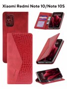 Чехол книжка Xiaomi Redmi Note 10/Note 10S Kruche Purse Croc Red