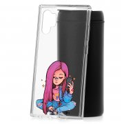 Чехол-накладка Samsung Galaxy Note 10+ Kruche Print Pink Hair