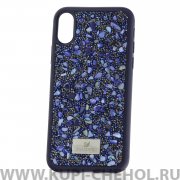 Чехол-накладка iPhone X/XS Swarovski Камешки Blue