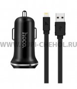 АЗУ 2USB+кабель USB-iP Hoco Z1 1m Black