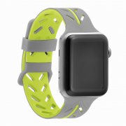 Ремешок для Apple Watch 42mm/44mm Silicon Band серый/лаймовый