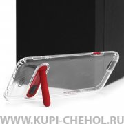 Чехол-накладка iPhone 6/6S Hdci прозрачный с красной подставкой