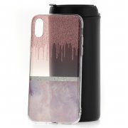 Чехол-накладка iPhone X/XS Derbi Мрамор с блестками розовый