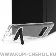 Чехол-накладка Samsung Galaxy S10 Hdci прозрачный с черной подставкой
