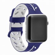 Ремешок для Apple Watch 42mm/44mm Silicon Band синий/белый