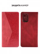 Чехол книжка Xiaomi Redmi Note 10/Note 10S Kruche Purse Croc Red