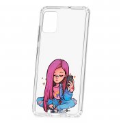 Чехол-накладка Samsung Galaxy A51 Kruche Print Pink Hair