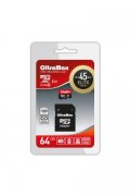 Micro SD 64Gb class 10 к/п Oltramax UHS-I Elite 45Mb/s+адаптер