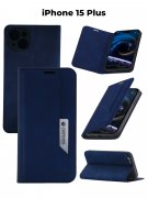Чехол книжка iPhone 15 Plus Kruche Strict style Dark blue