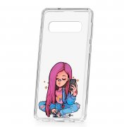 Чехол-накладка Samsung Galaxy S10 Kruche Print Pink Hair