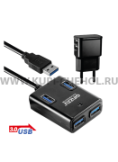 ХАБ  USB - разветвитель  Ginzzu  GR - 384UAB + adapter