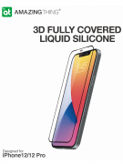 Защитное стекло iPhone 12/12 Pro Amazingthing Liquid Silicone 3D Black 0.33mm