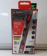 Кабель USB-Type-C Amazingthing SupremeLink Ultimate Speed Red 0.18m 3A  УЦЕНЕН