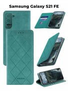 Чехол книжка Samsung Galaxy S21 FE Kruche Rhombus Turquoise