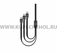 Кабель Multi USB-iP+iP+Micro WK WDC-010 Black 1m