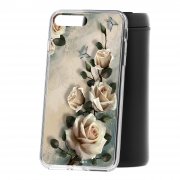 Чехол-накладка iPhone 7 Plus/8 Plus Kruche Print Белые розы