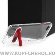 Чехол-накладка iPhone 7/8/SE (2020) Hdci прозрачный с красной подставкой
