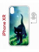 Чехол-накладка iPhone XR Kruche Magnet Print Черный кот УЦЕНЕН