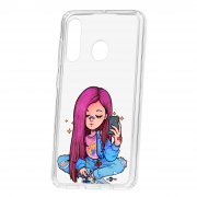 Чехол-накладка Samsung Galaxy A60 2019 Kruche Print Pink Hair
