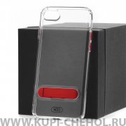 Чехол-накладка iPhone 7/8/SE (2020) Hdci прозрачный с красной подставкой