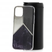 Чехол-накладка iPhone 11 Pro Derbi Мрамор с блестками черный