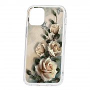 Чехол-накладка iPhone 12 mini Kruche Print Белые розы