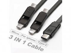 Кабель Multi USB-iP+Micro+Type-C Remax RC-070TH Black 1m