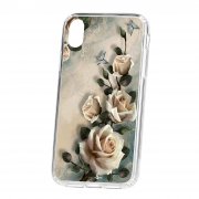 Чехол-накладка iPhone XR Kruche Print Белые розы