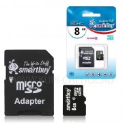 Micro SD 8Gb class 10 к/п Smartbuy+адаптер