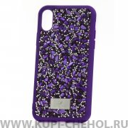 Чехол-накладка iPhone X/XS Swarovski Камешки Purple