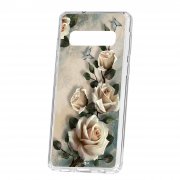 Чехол-накладка Samsung Galaxy S10 Kruche Print Белые розы
