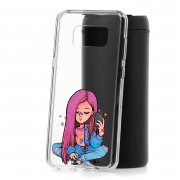 Чехол-накладка Samsung Galaxy S8 Plus Kruche Print Pink Hair
