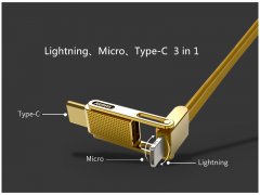 Кабель Multi USB-iP+Micro+Type-C Remax RC-070TH Gold 1m