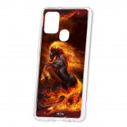 Чехол-накладка Samsung Galaxy A21S Kruche Print Конь огонь