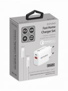СЗУ USB+Type-C 3A+кабель Type-C - Type-C 1m Exployd Shaft 20W White