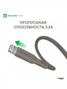 Кабель USB-iP Amazingthing SupremeLink MFi Speed Pro Zeus Antimicrobial Protection Grey 1.1m 3.2A