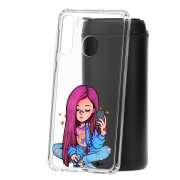 Чехол-накладка Samsung Galaxy A21 Kruche Print Pink Hair