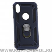 Чехол-накладка iPhone XR 42002 с кольцом-держателем темно-синий