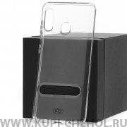 Чехол-накладка Samsung Galaxy M20 Hdci прозрачный с черной подставкой