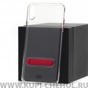 Чехол-накладка iPhone XS Max Hdci прозрачный с красной подставкой