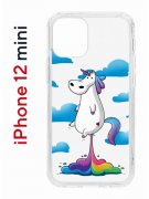 Чехол-накладка iPhone 12 mini Kruche Print Flying Unicorn