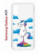 Чехол-накладка Samsung Galaxy A01/A015 Kruche Print Flying Unicorn