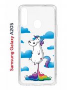 Чехол-накладка Samsung Galaxy A20S Kruche Print Flying Unicorn