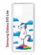 Чехол-накладка Samsung Galaxy S10 Lite Kruche Print Flying Unicorn