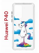 Чехол-накладка Huawei P40 Kruche Print Flying Unicorn