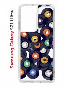 Чехол-накладка Samsung Galaxy S21 Ultra Kruche Print Виниловые пластинки